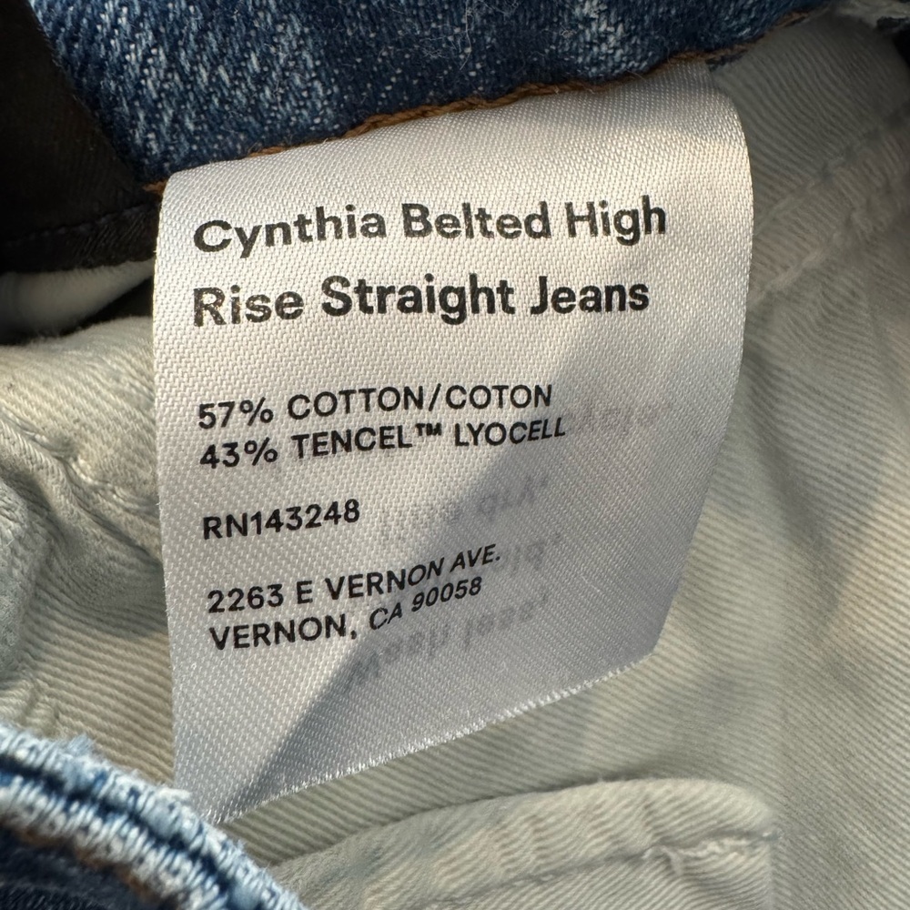 Reformation Cynthia Belted High Rise Straight Leg Jeans No Size See Measurements - Picture 9 of 10